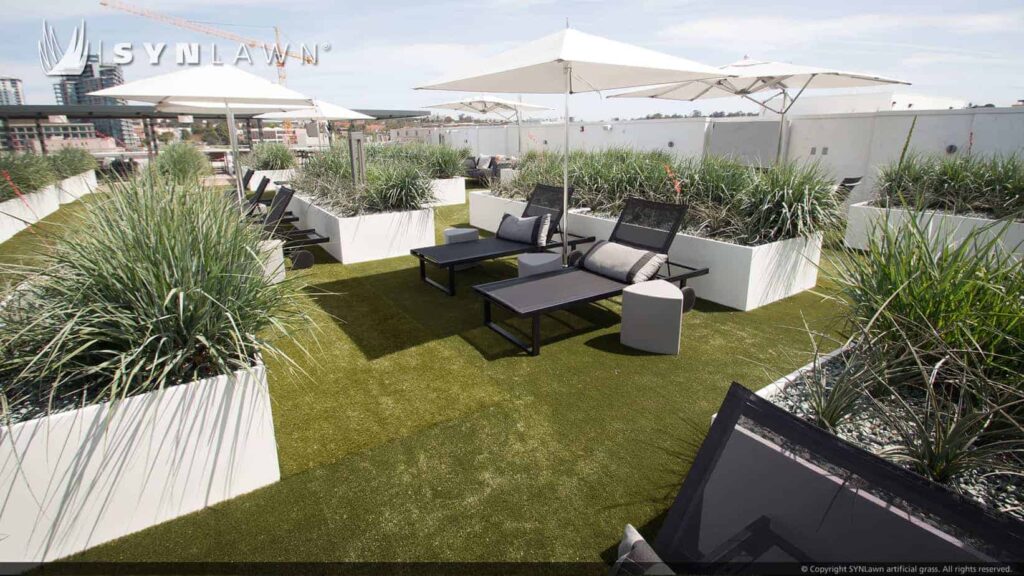 Artificial grass rooftop lawn installed by SYNLawn