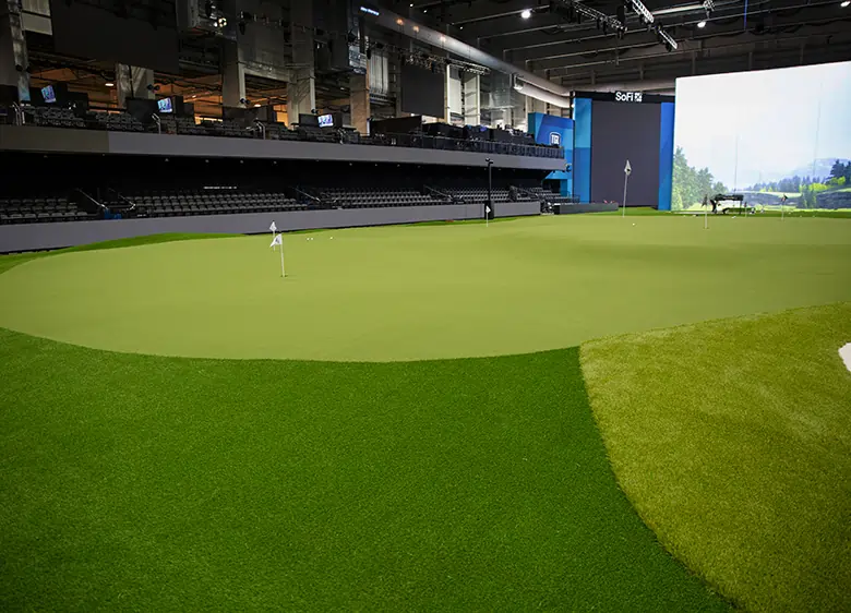 Commercial indoor golf green installed by SYNLawn in Cincinnati, OH